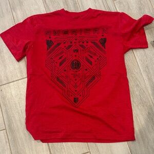 American Fighter Red Tee with Black Geometric Graphic